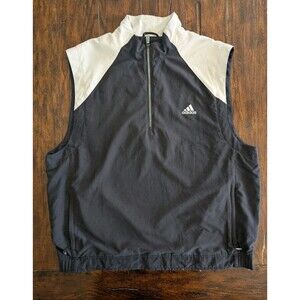 Adidas Men's Size XL Climaproof Half-Zip Vest Black White Sleeveless Jacket